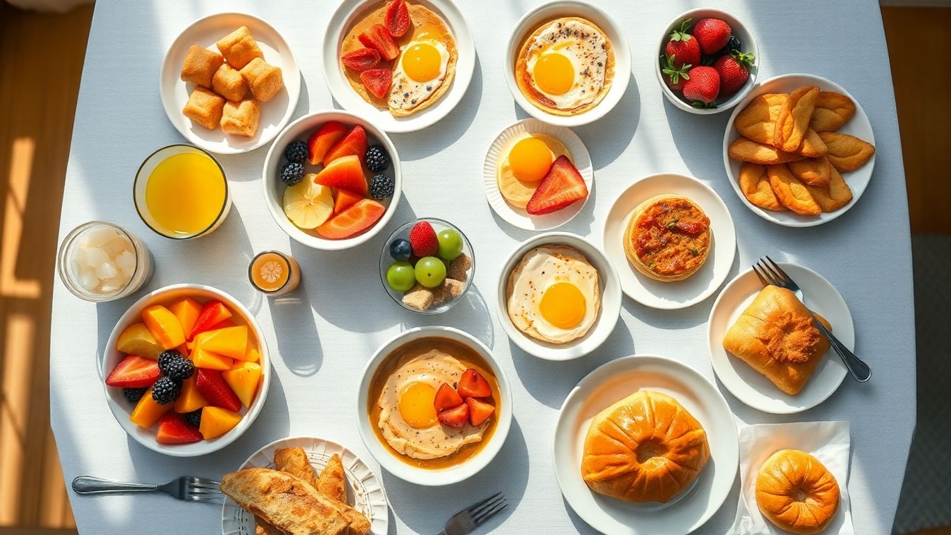 Healthy frozen breakfast meals on a table.