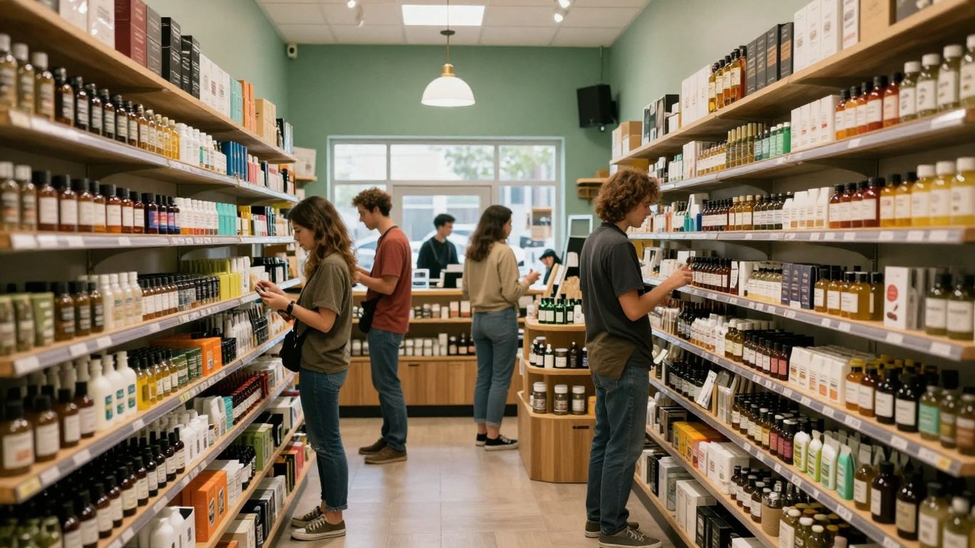 Greenworks Cannabis dispensary interior with products on shelves.