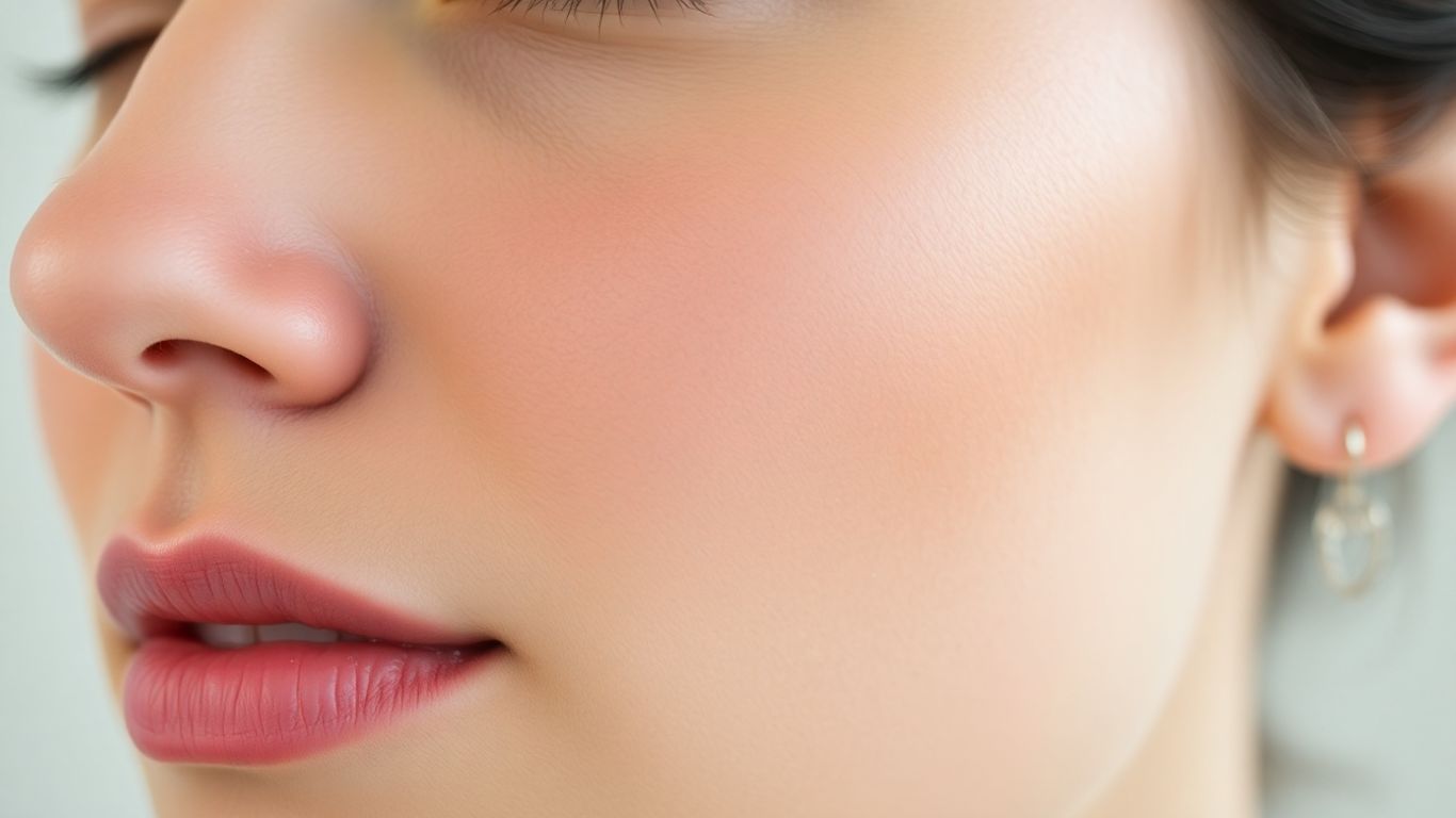 Person's face with clear, healthy skin.