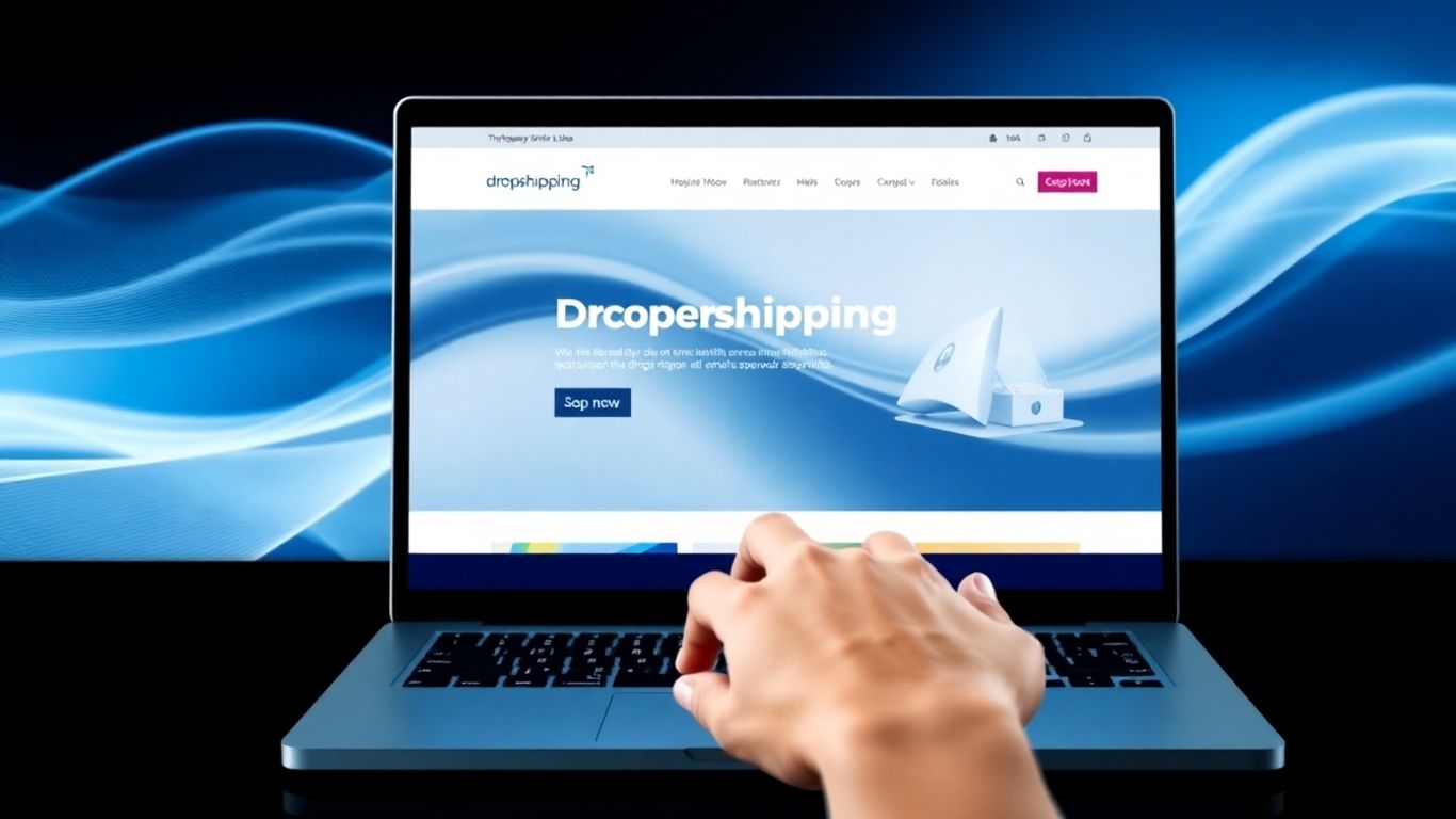 Modern dropshipping website on laptop screen