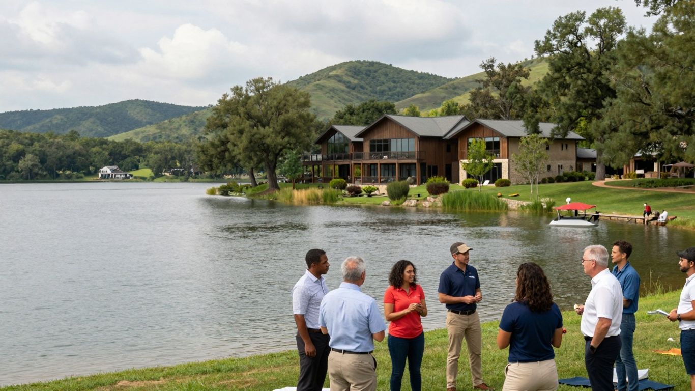 Texas Hill Country corporate retreat with team building activities.