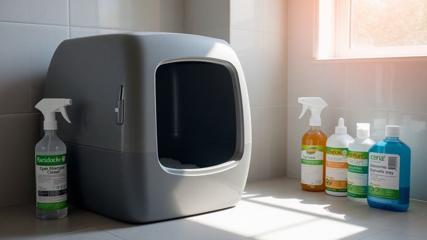 Cat litter box with deodorizing products
