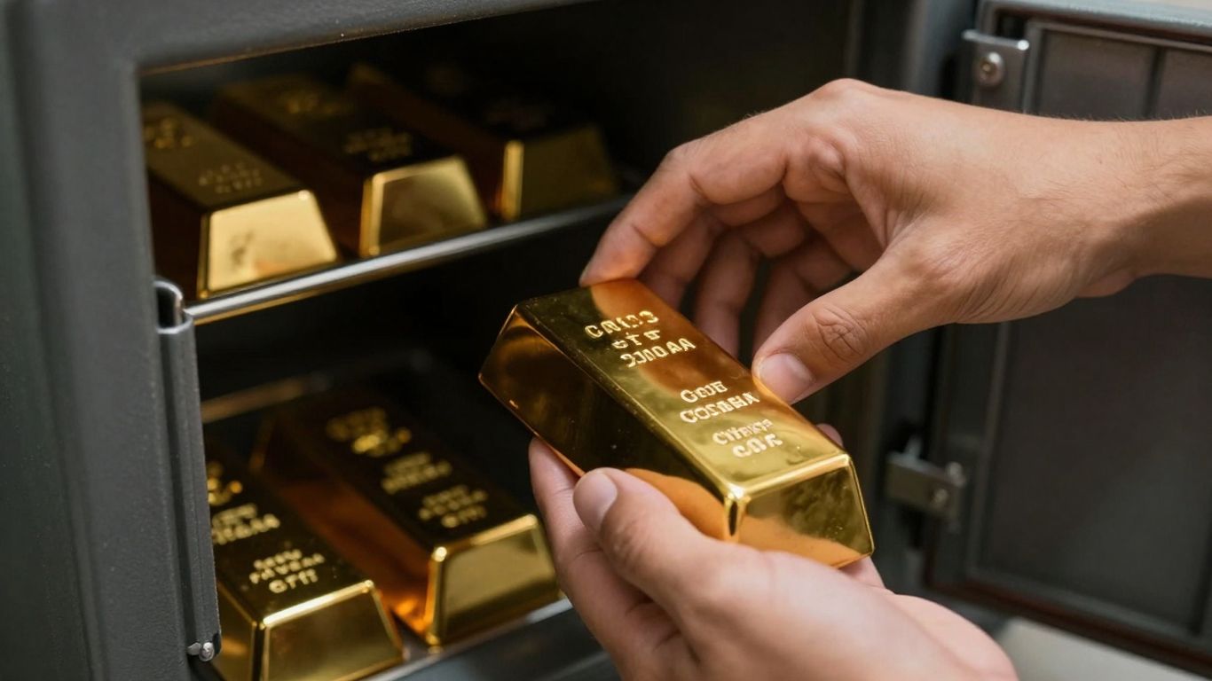 將實體黃金儲存在安全金庫中。