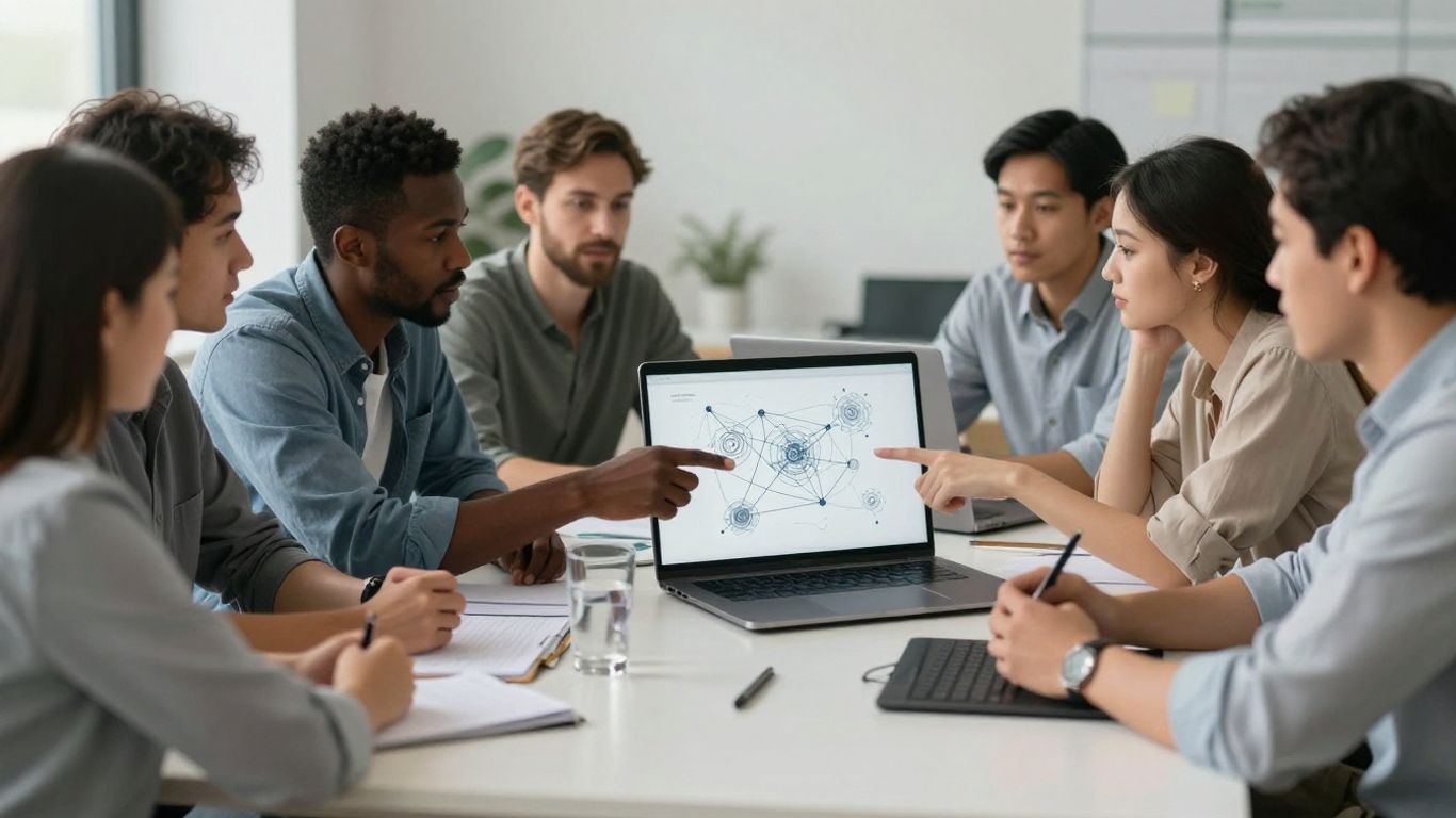 Business team collaborating on IT solutions