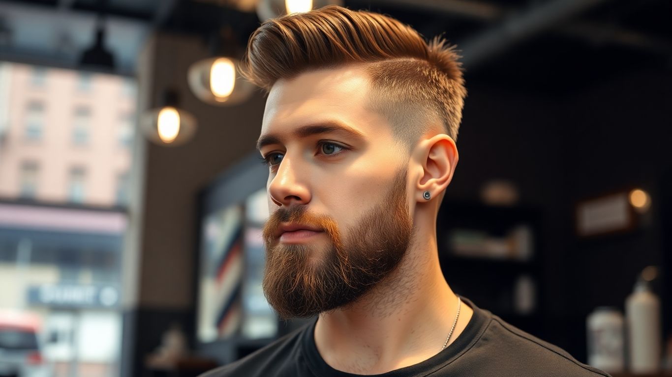 Man with modern haircut in Salt Lake City barbershop