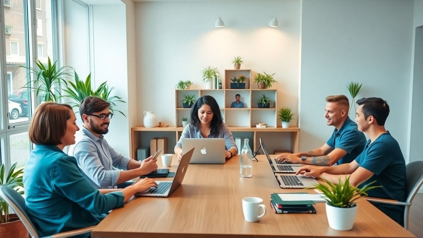 Remote employees working from home on laptops