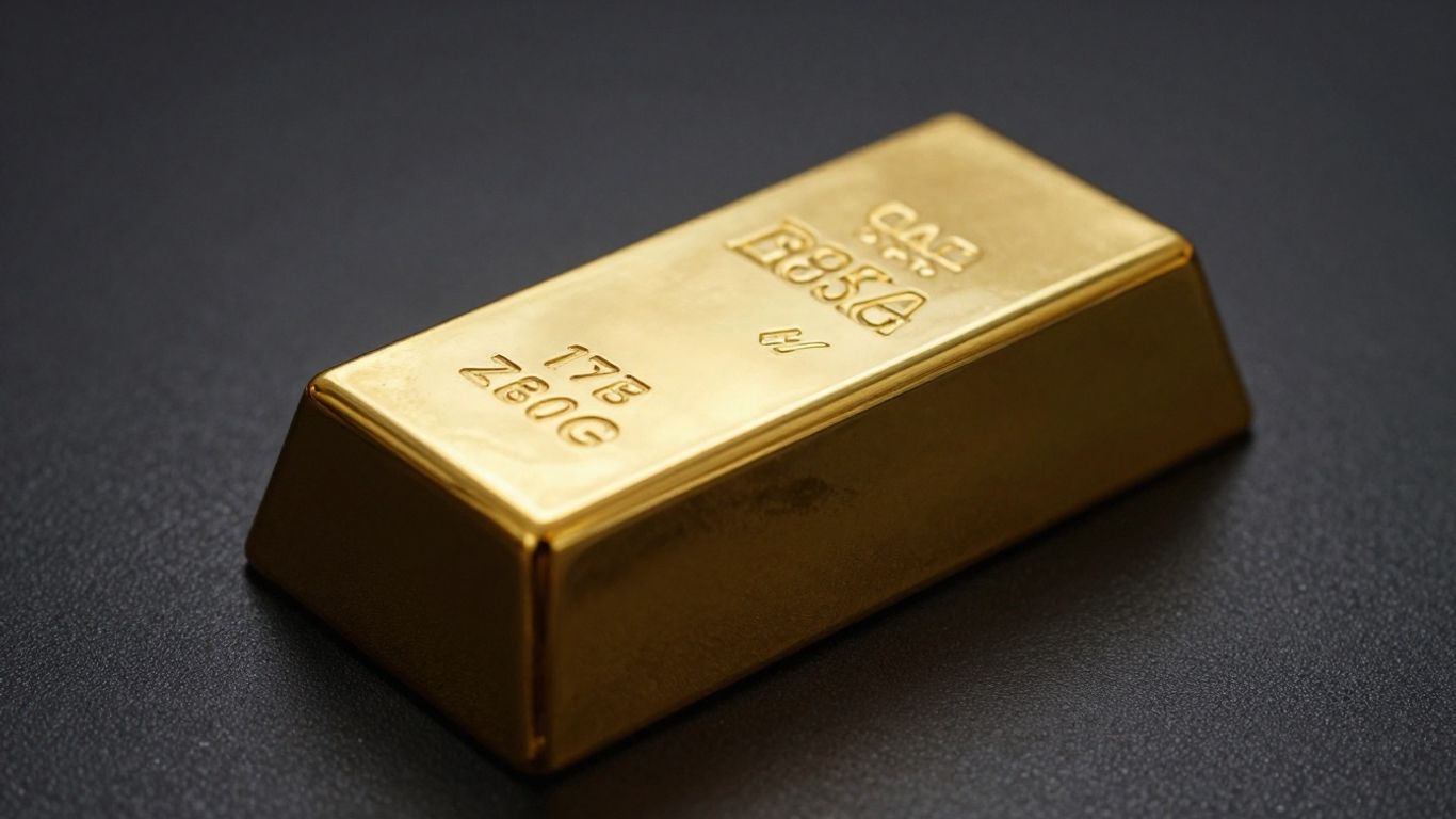 Barra de oro brillante sobre fondo oscuro.