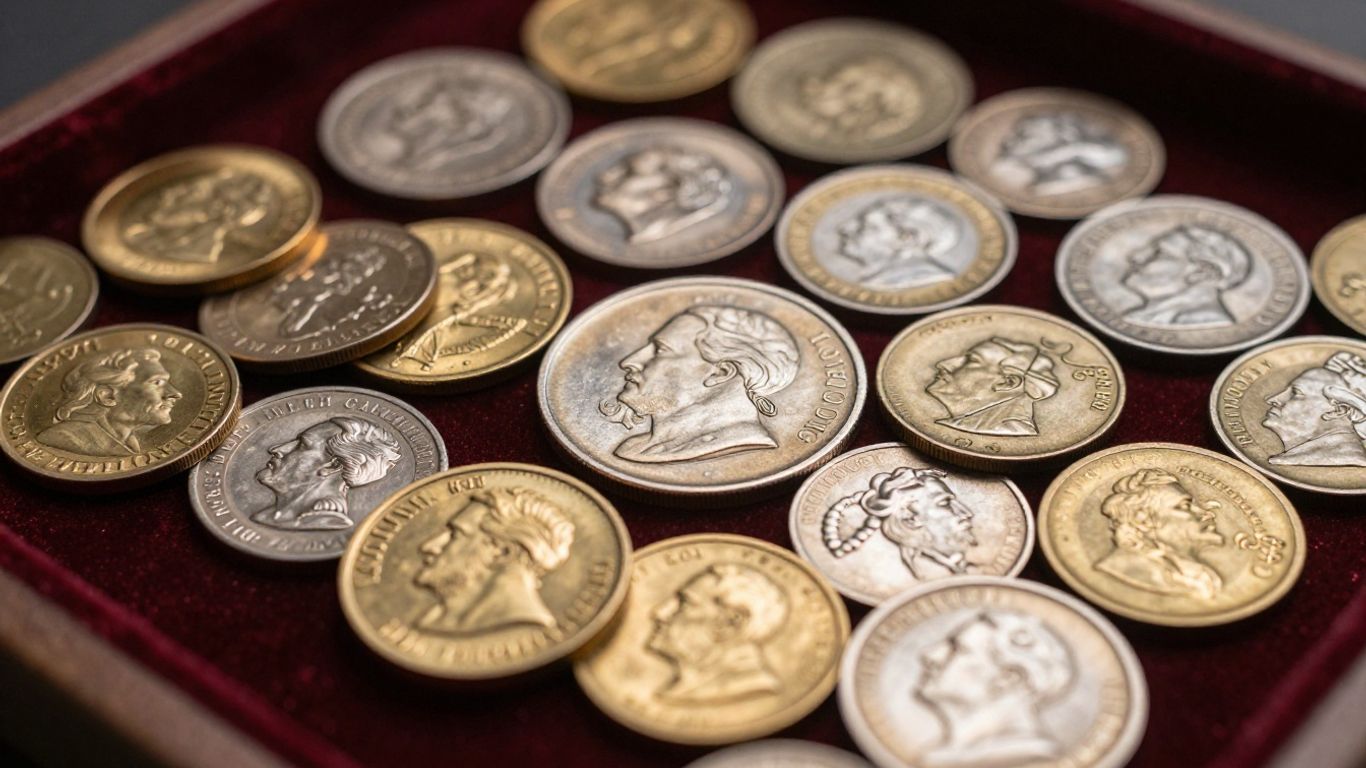 Valuable coin collection with gold and silver coins.