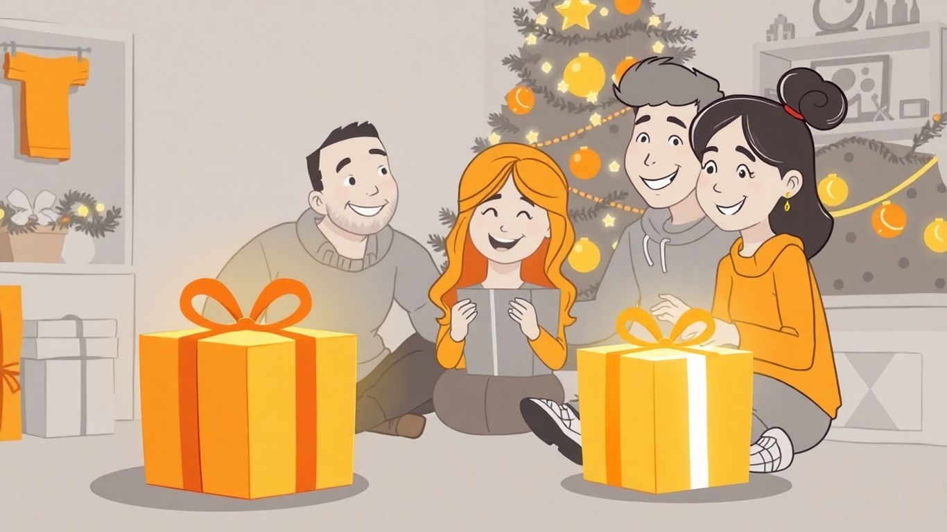 Family exchanging gifts during holidays
