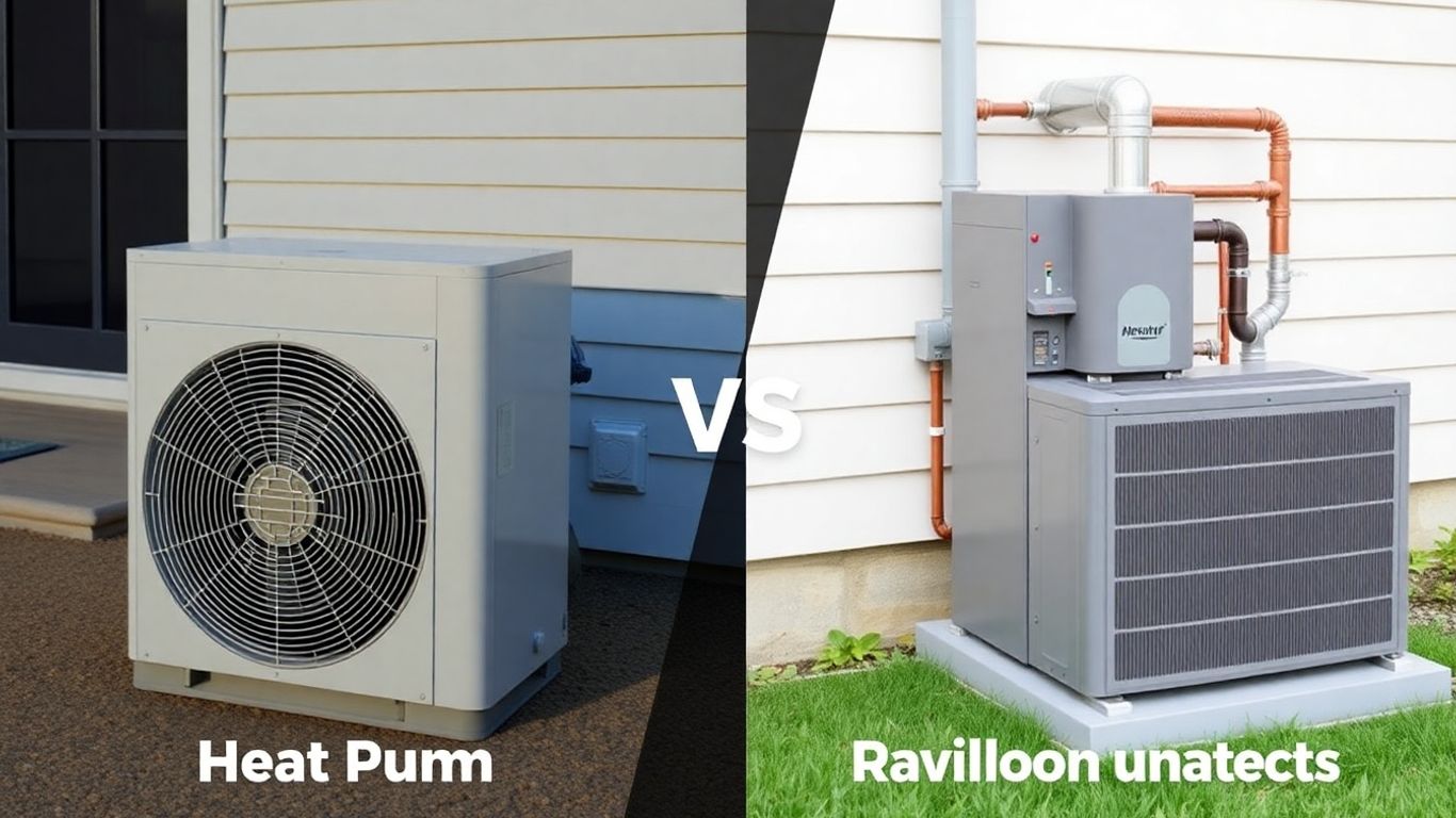 Heat pump and HVAC system comparison image.