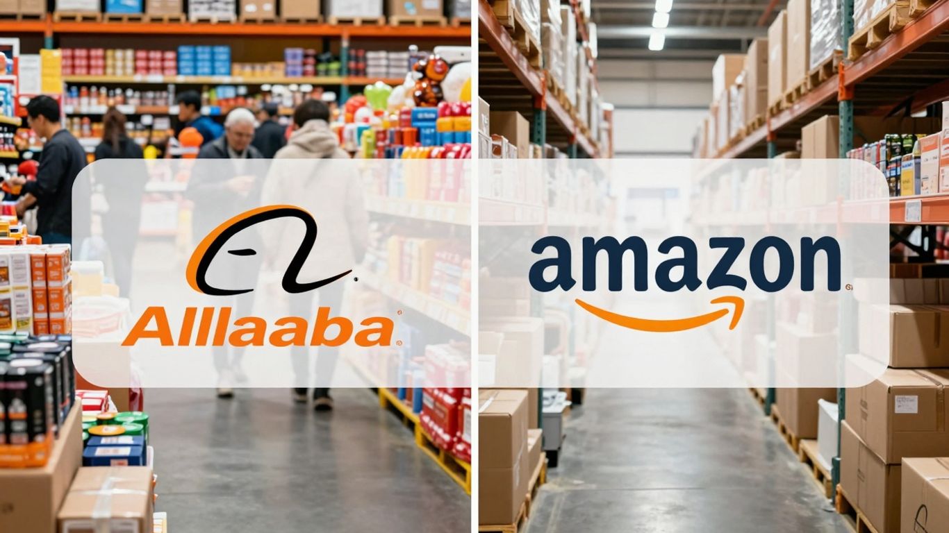 Alibaba marketplace meets Amazon warehouse for e-commerce success.