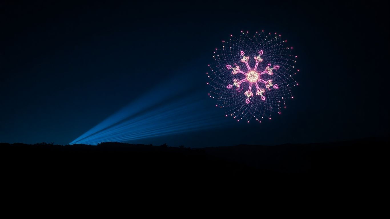 Dazzling drone show lights up the night sky in Bali.
