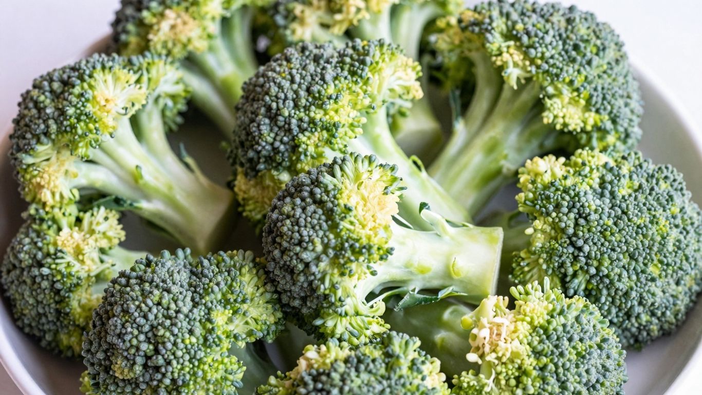 Fresh broccoli florets in a cup