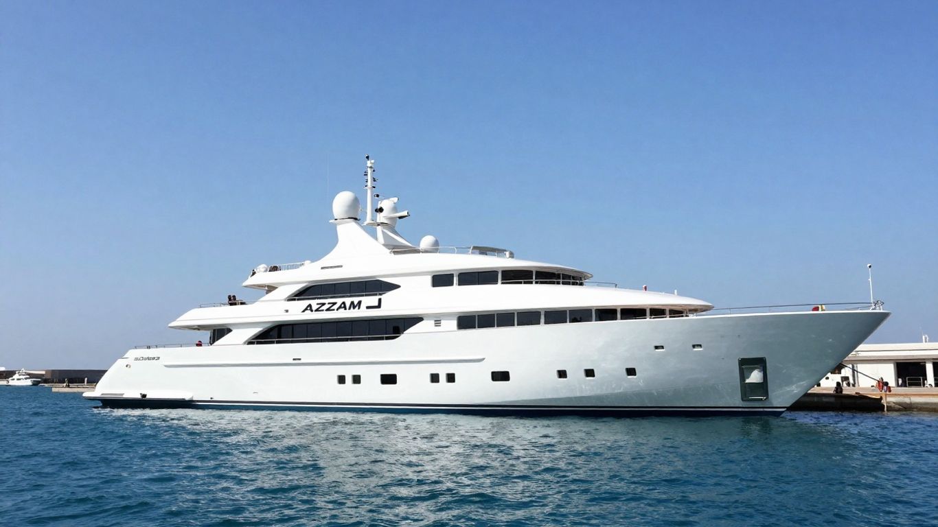 The Azzam, world's largest motor yacht, docked.