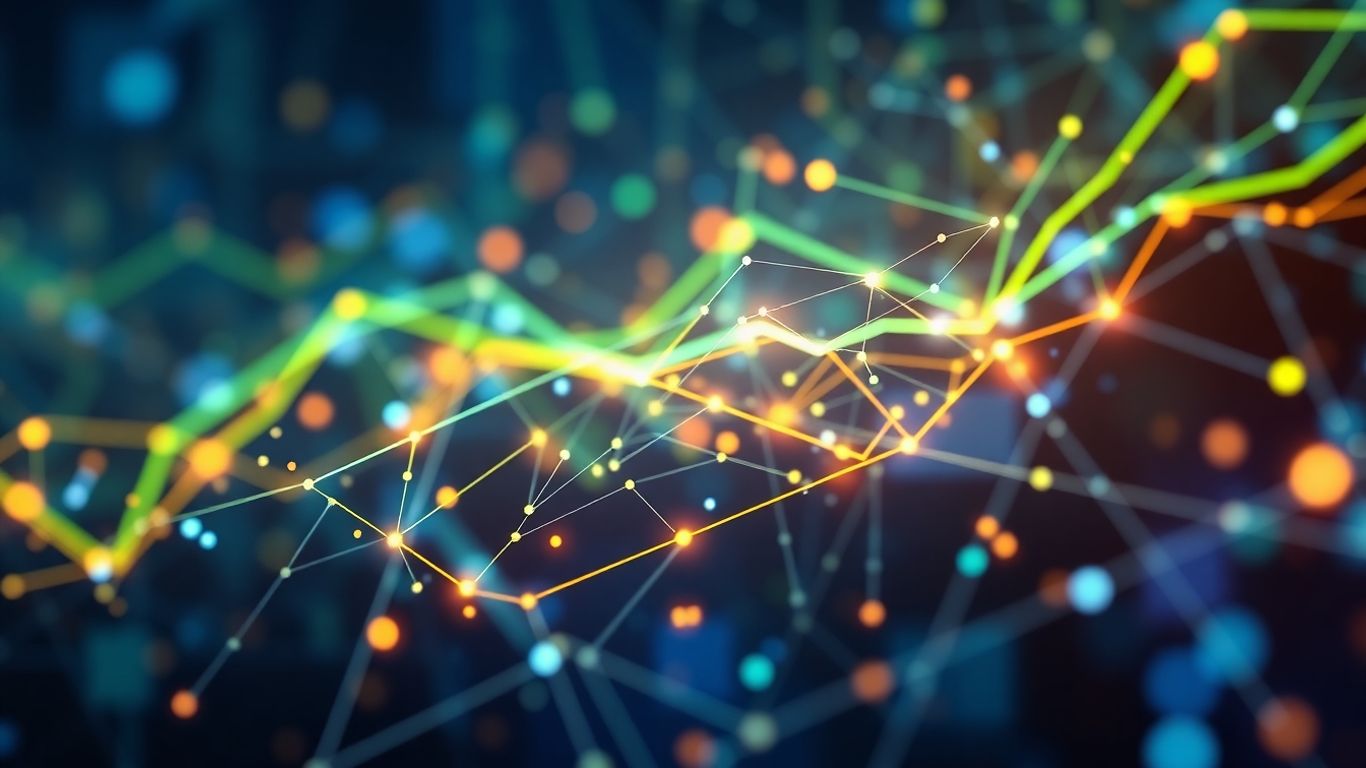 Coinbase logo with abstract blockchain background.