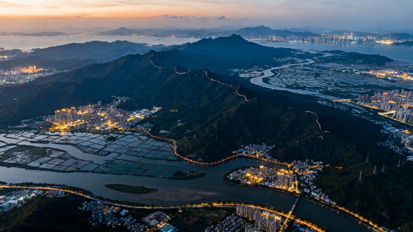 粵港澳大灣區山脈河流城市景觀