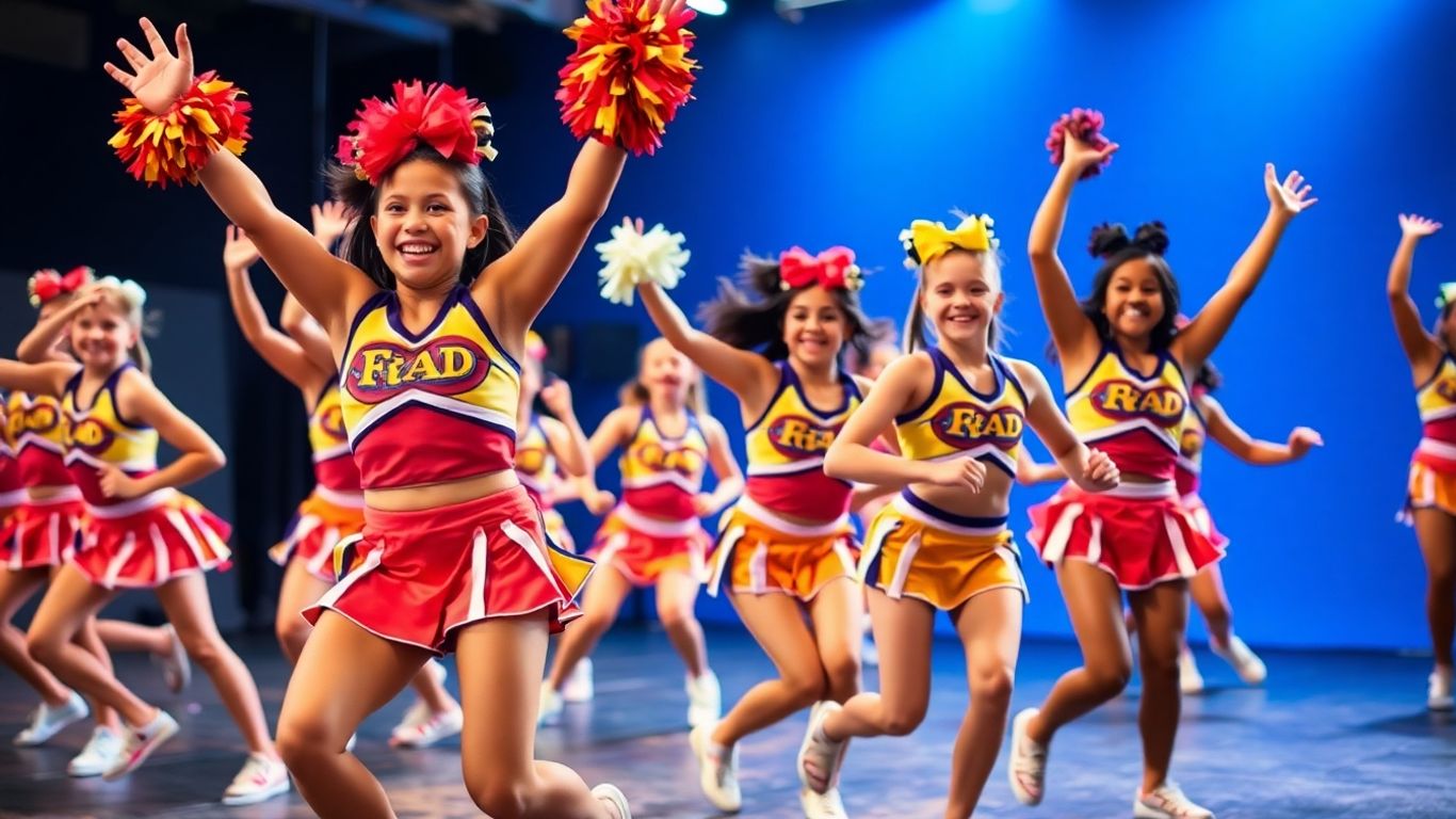 Energetic cheerleaders and dancers performing in Australia.