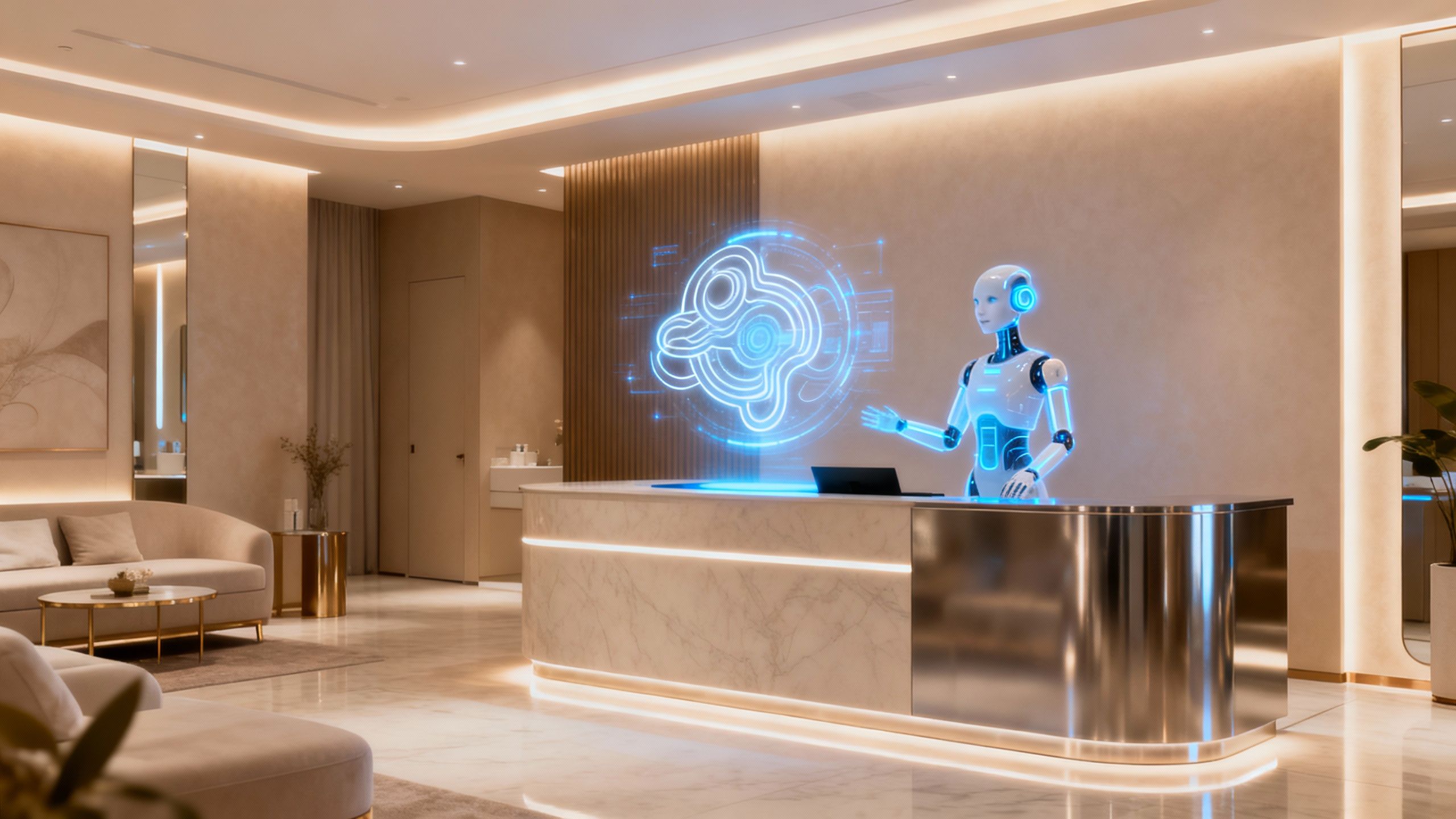 AI interface assisting at a medspa front desk.