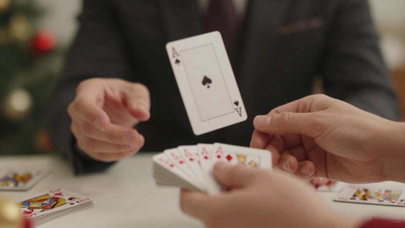 Magician performing a close-up card trick with a levitating card.