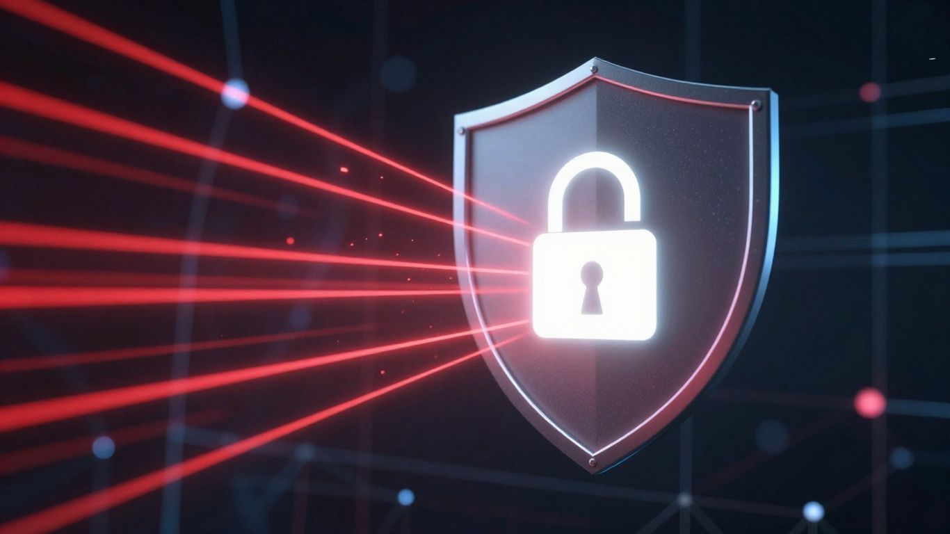 Digital shield protecting against cyber threats.
