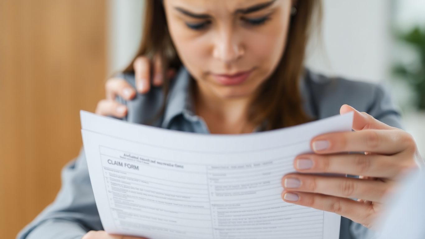 Worker reviewing paperwork with supportive hand.