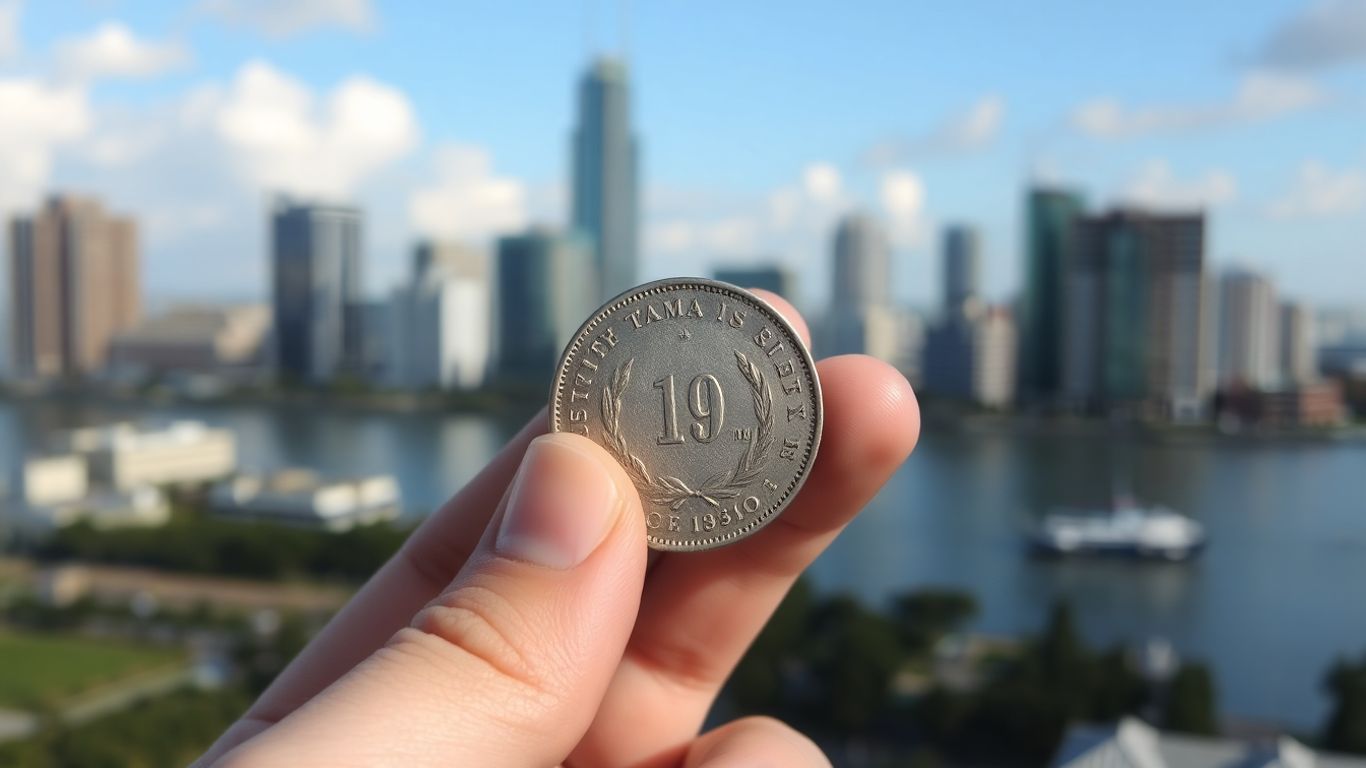Tampa coin grader holding a valuable coin.