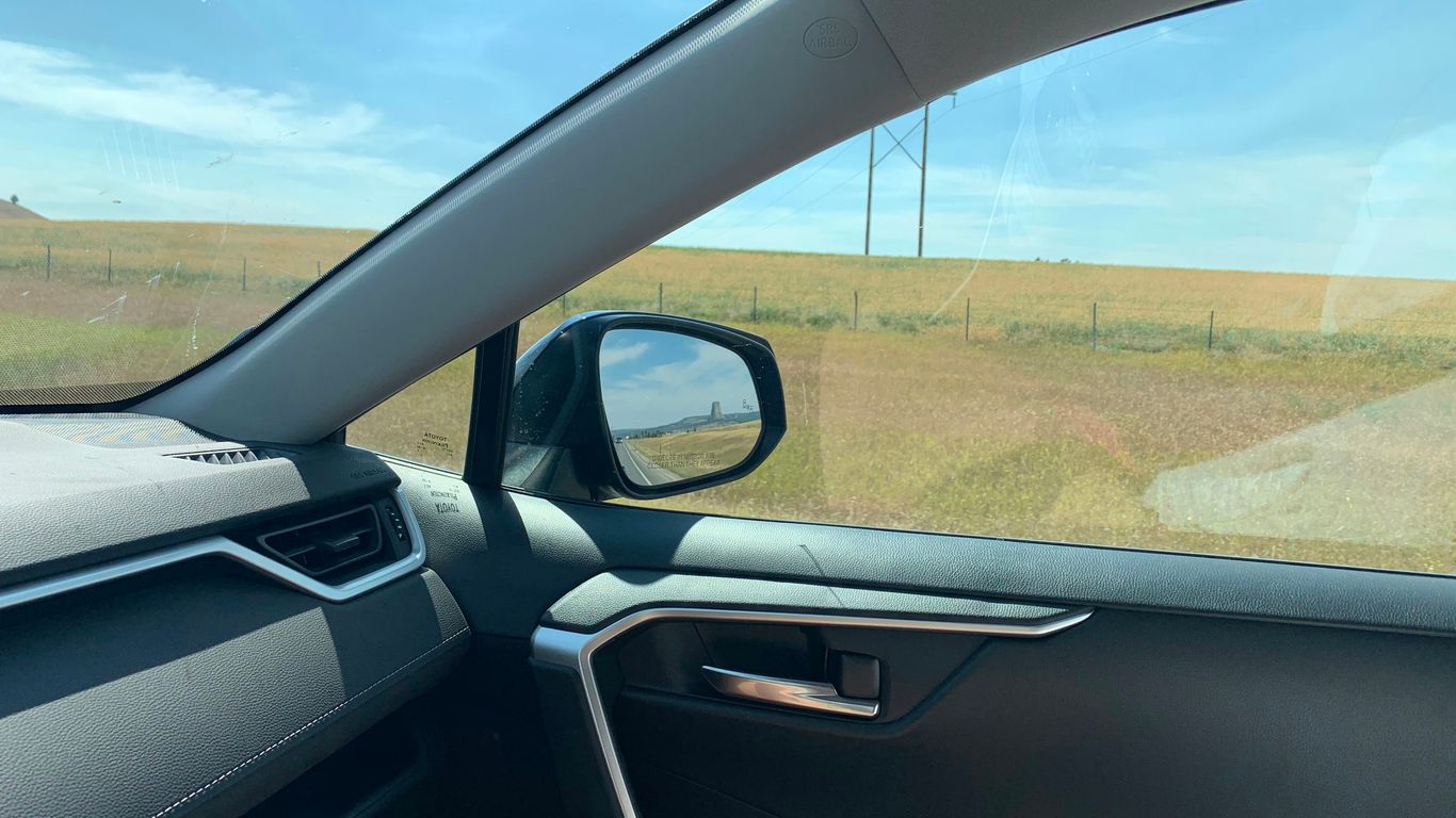 car window view of green grass field during daytime