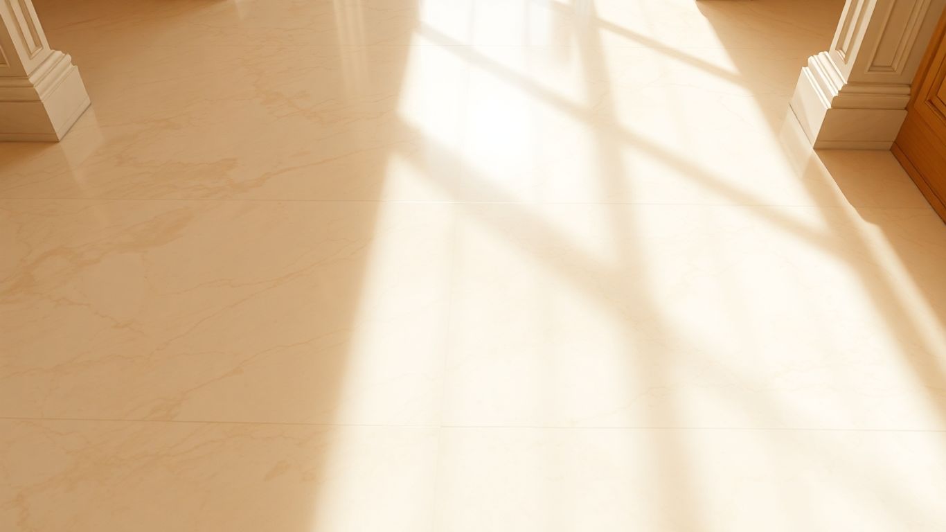 Elegant Crema Marfil marble floor with warm tones.