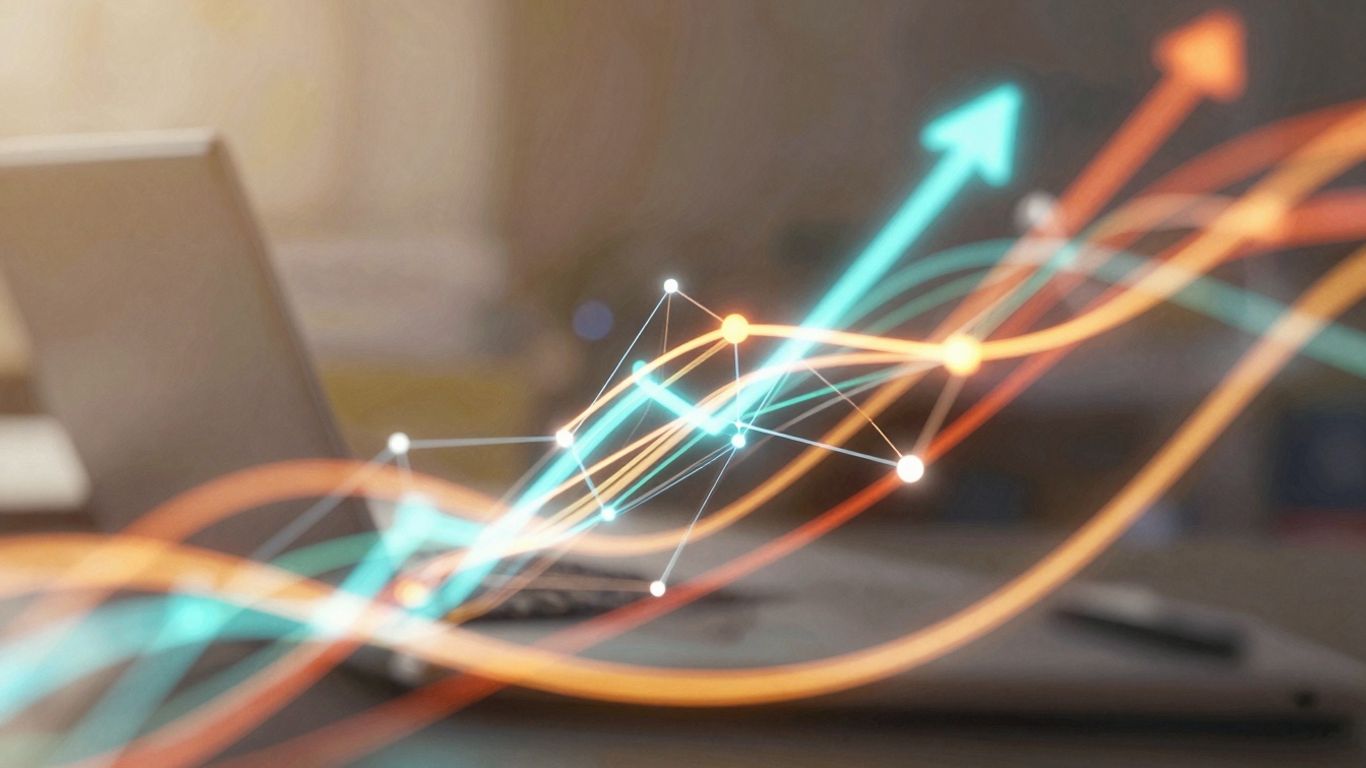 Sales intelligence platform interface with growth indicators.