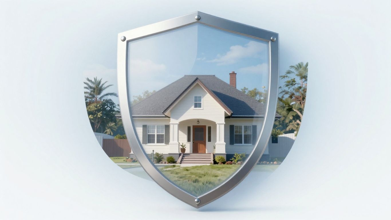 Casa protegida por un escudo de seguro.