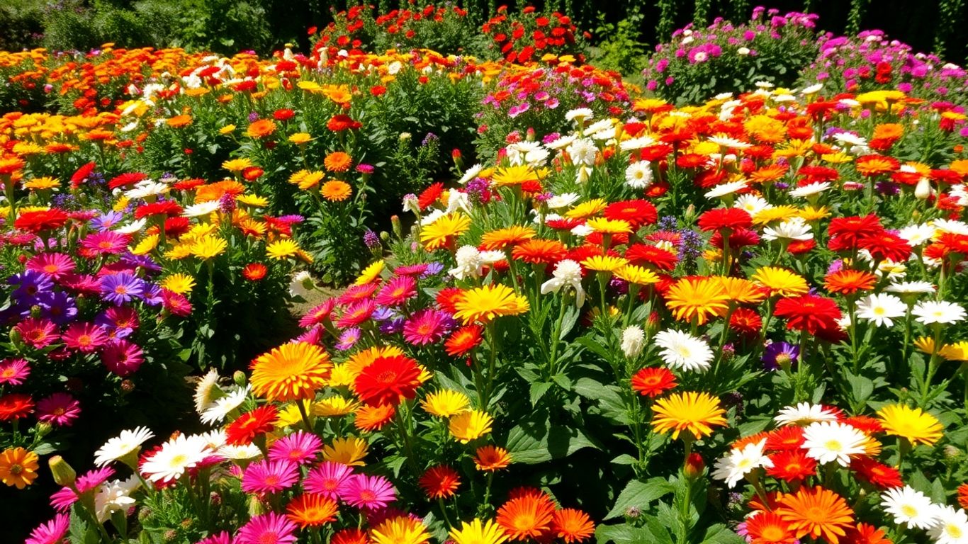 Flores coloridas em jardim português durante todo o ano.