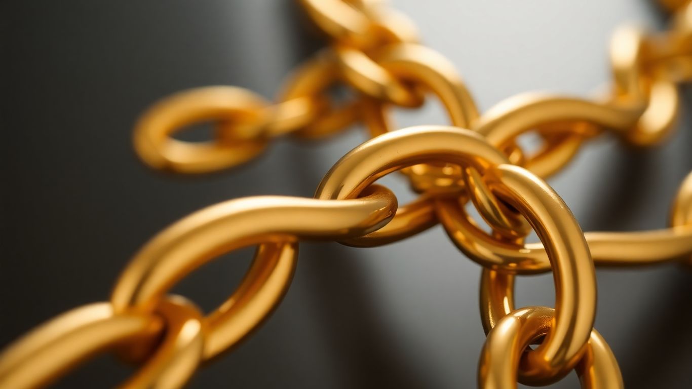 Interconnected golden links forming a strong chain.