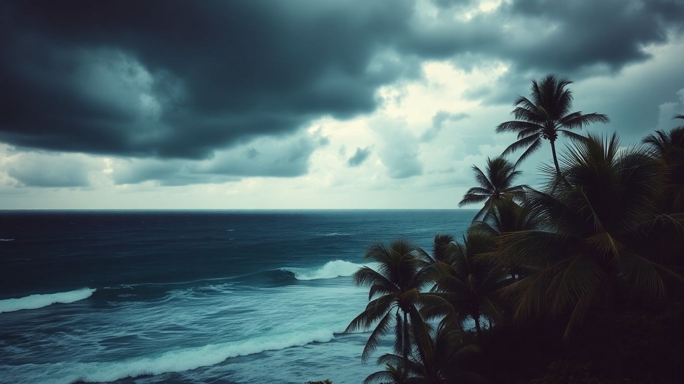 Tempête tropicale sur une côte antillaise agitée