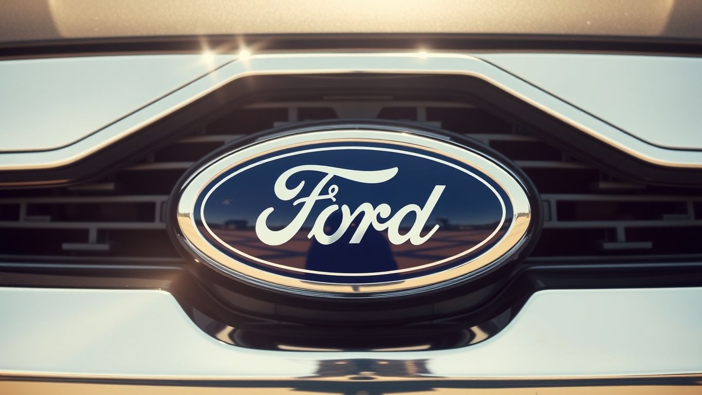 Ford car grille with blue oval emblem
