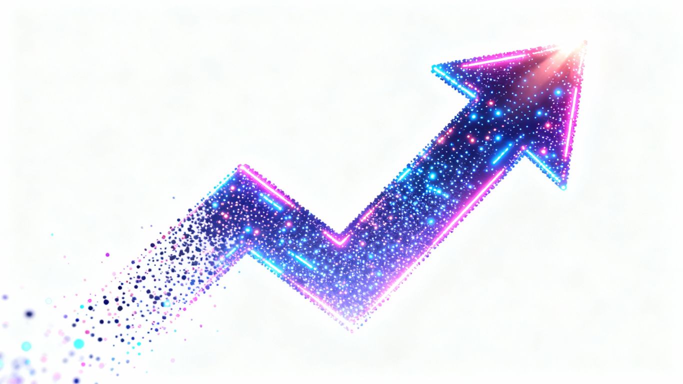 Ascending digital arrow against white background
