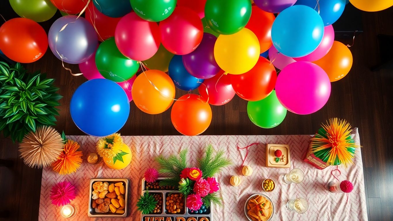 Dallas party planning checklist with decorations and food.