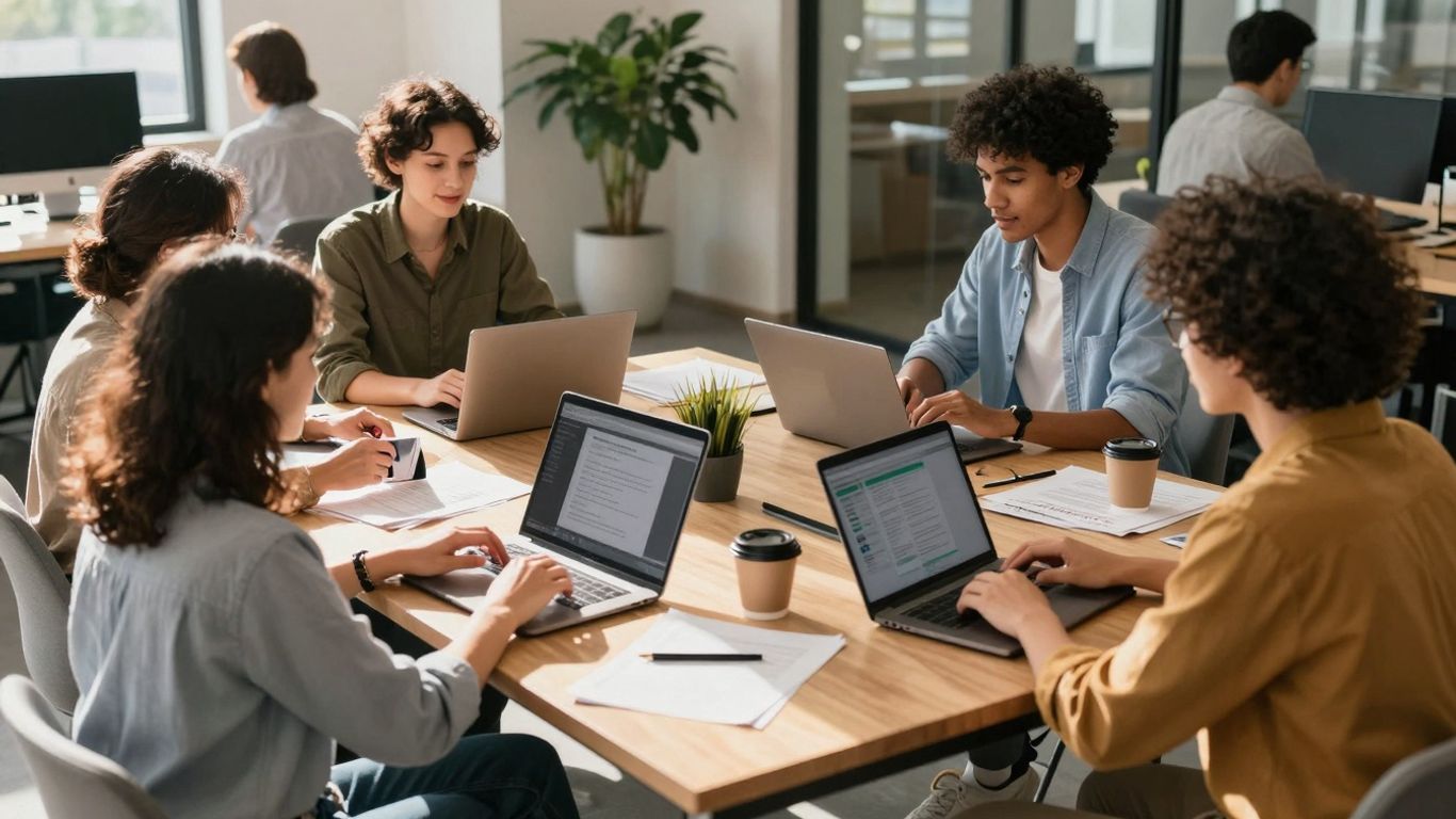 Team working on online sales growth strategy