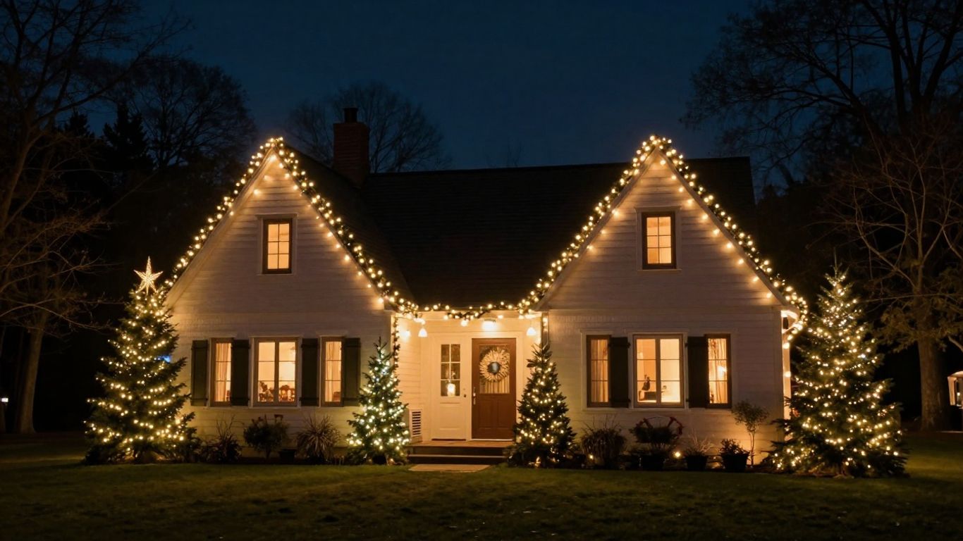 House with permanent Christmas lights in Shiloh.