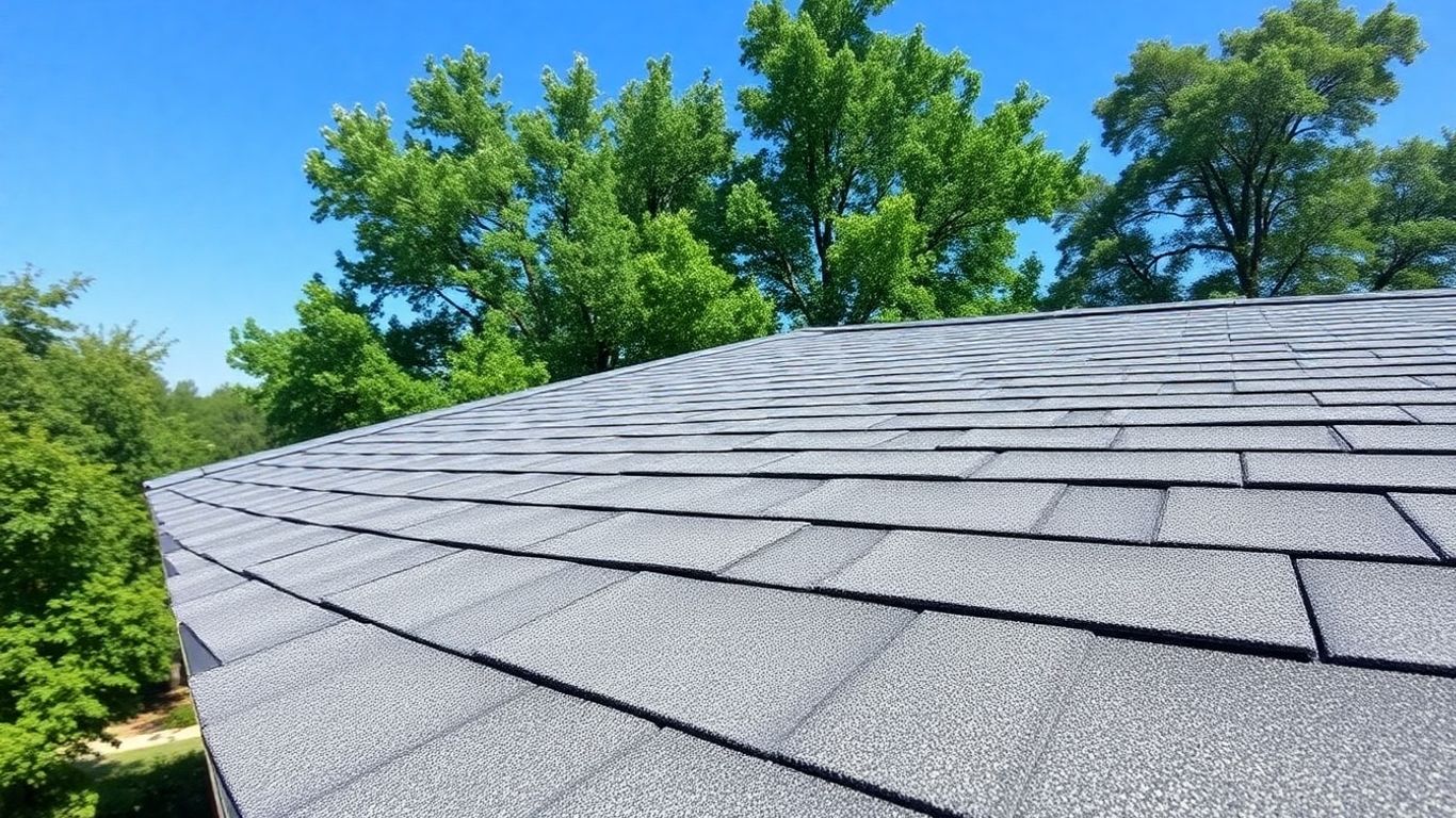 Newly installed dark gray asphalt shingle roof on a Sanford home.