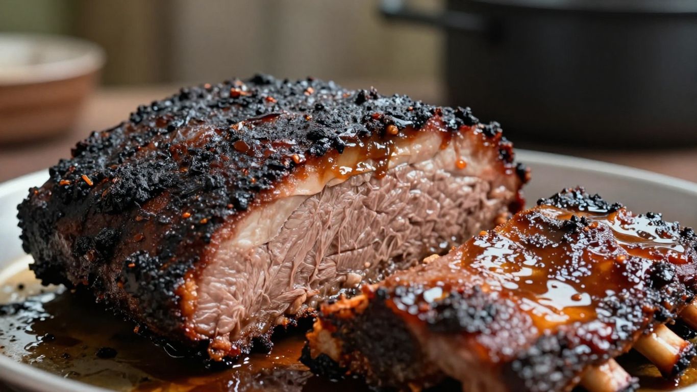 Smoked brisket and ribs, classic Texas BBQ.