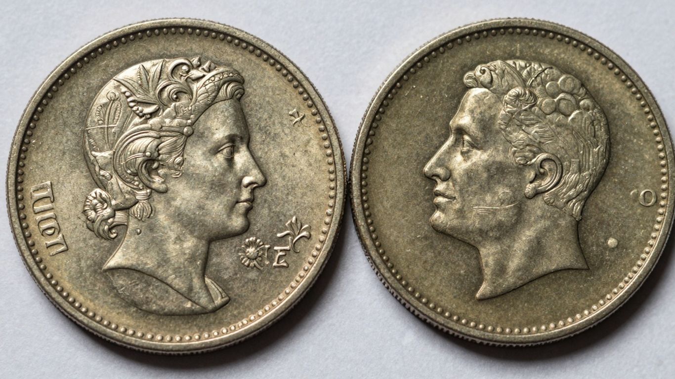 Two coins side-by-side, showing different conditions.