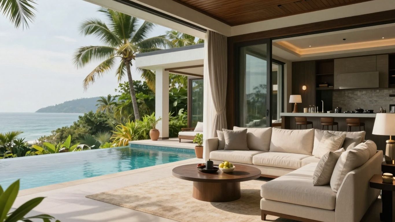 Luxury villa with infinity pool overlooking the sea.