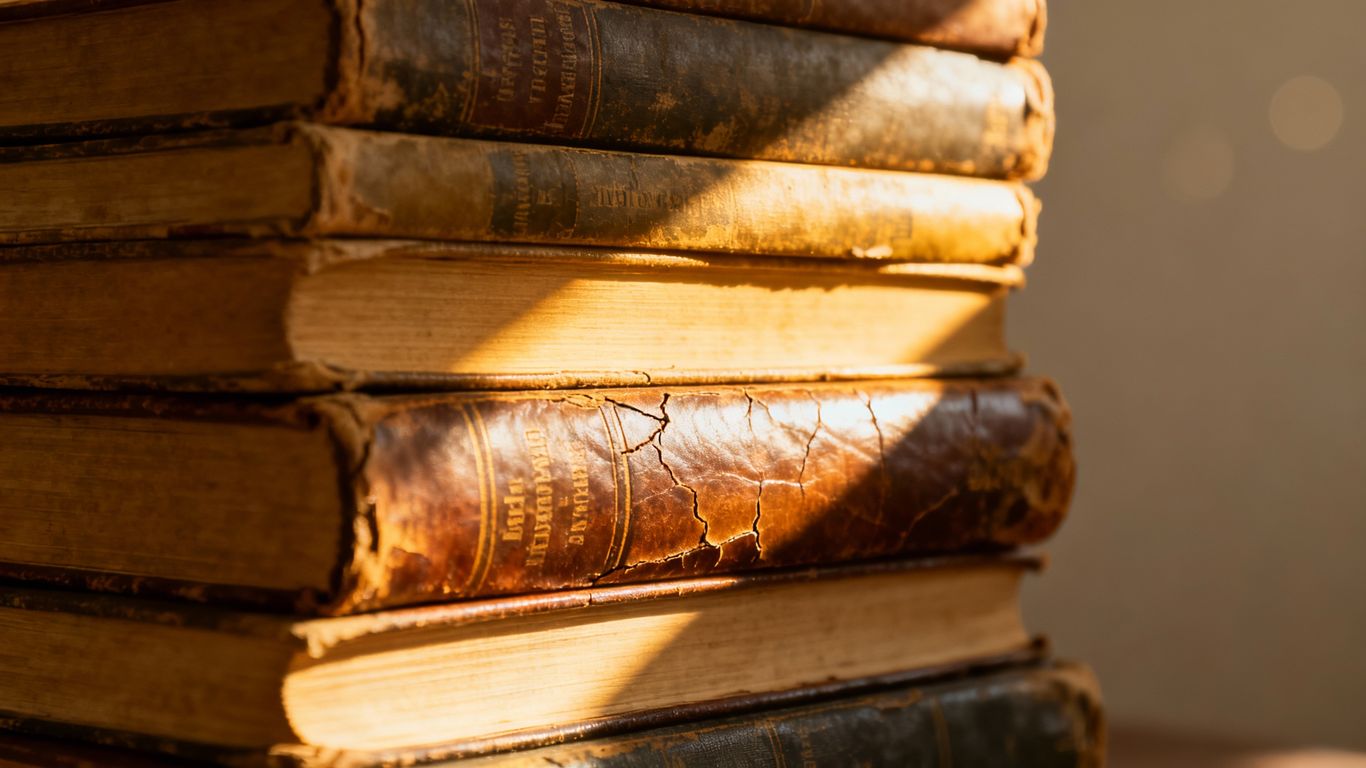 Stack of old African American literature books.