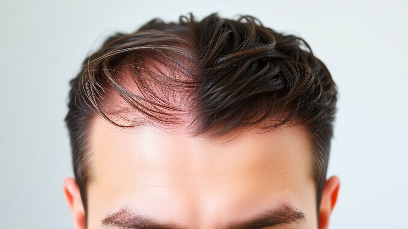 Man's hair growth comparison with Rogaine.