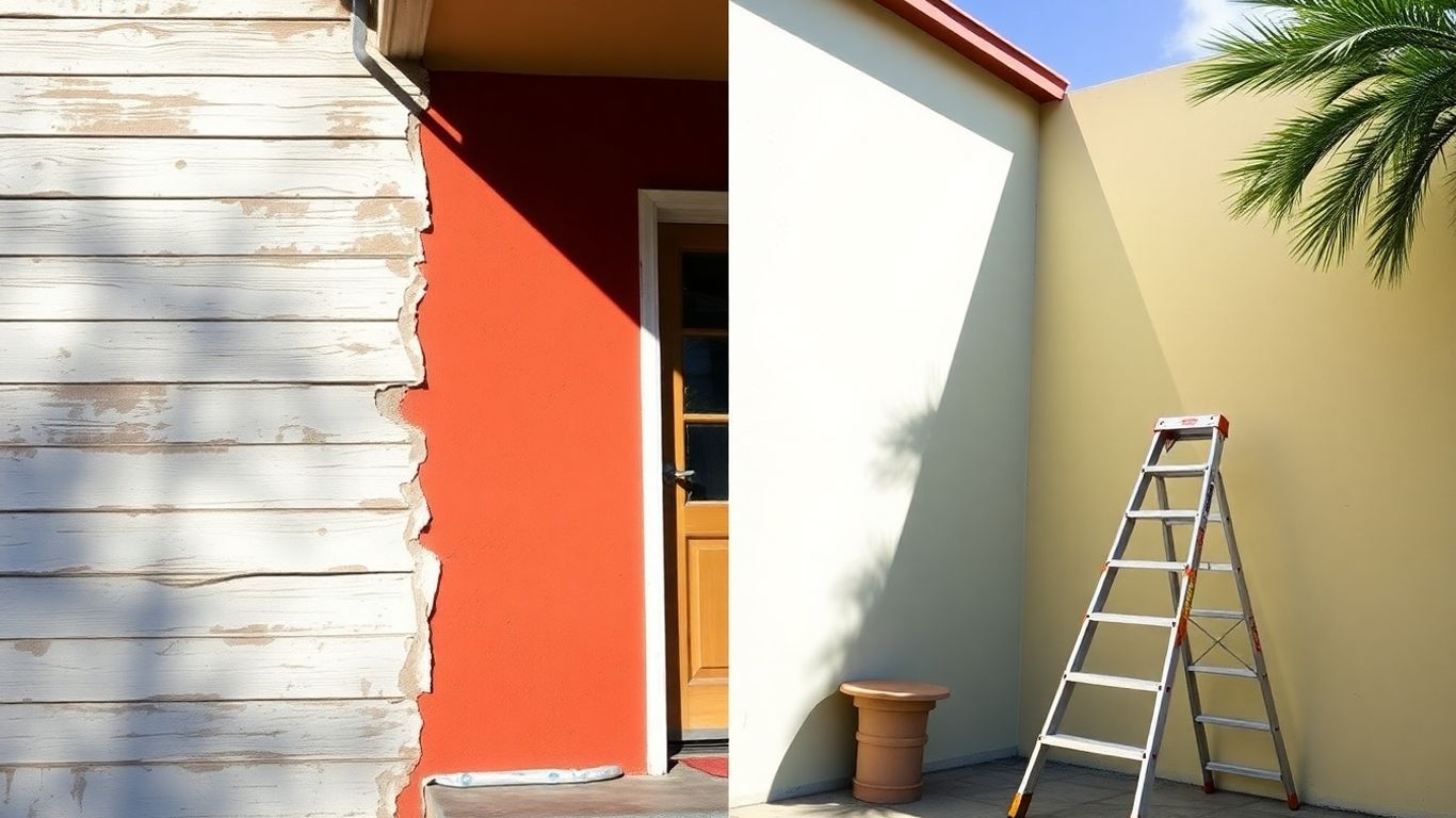 House exterior: peeling paint versus fresh paint
