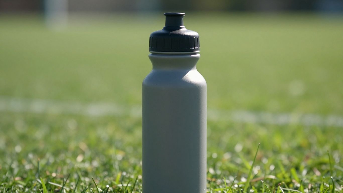 Trinkflasche auf einem Fußballfeld