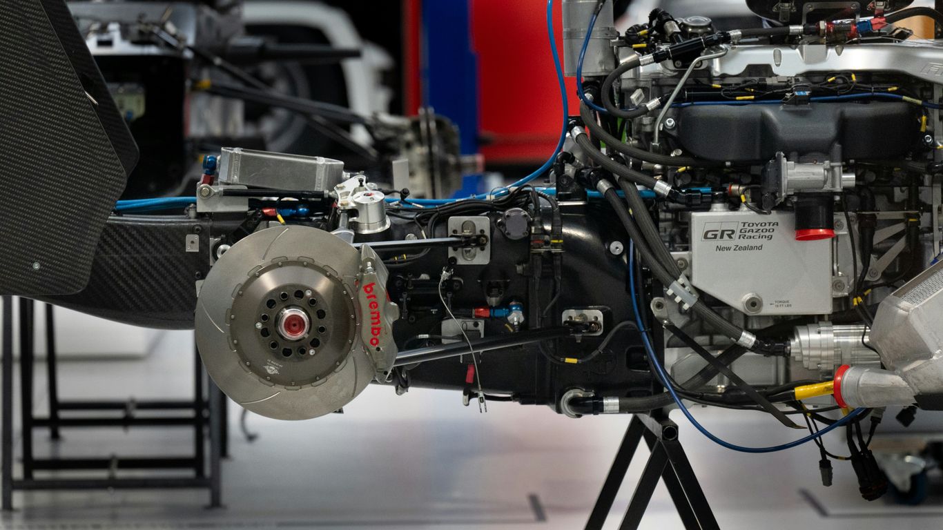 a close up of a car engine on a tripod