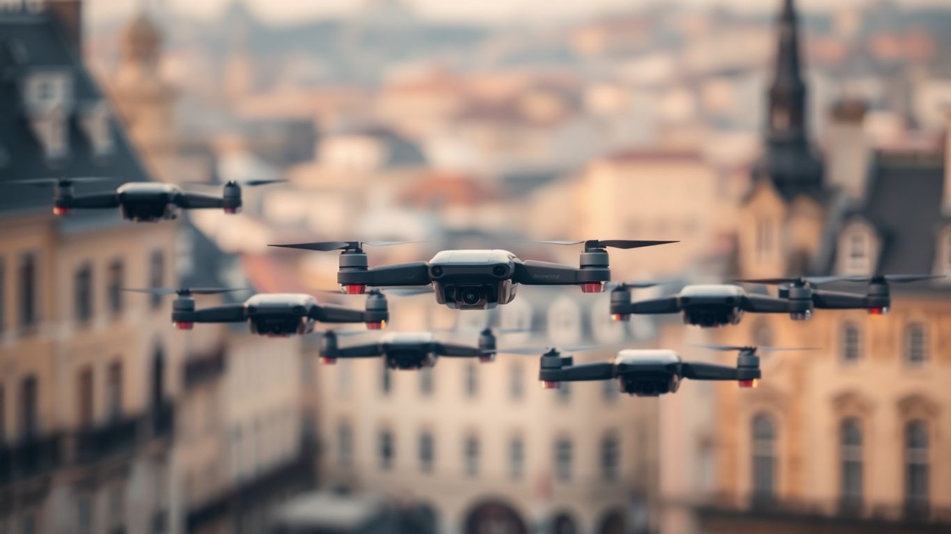 Essaim de drones Orbotix en vol