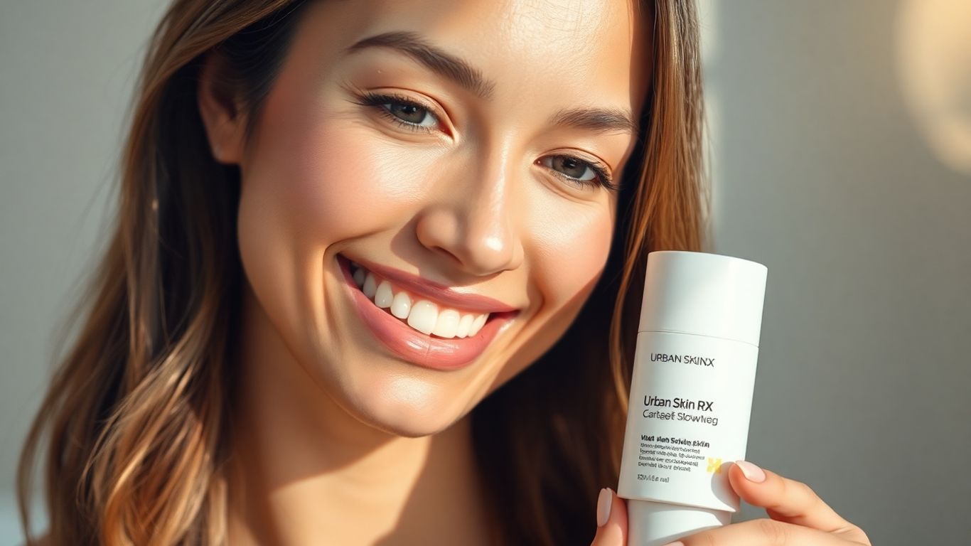 Woman with clear, glowing skin