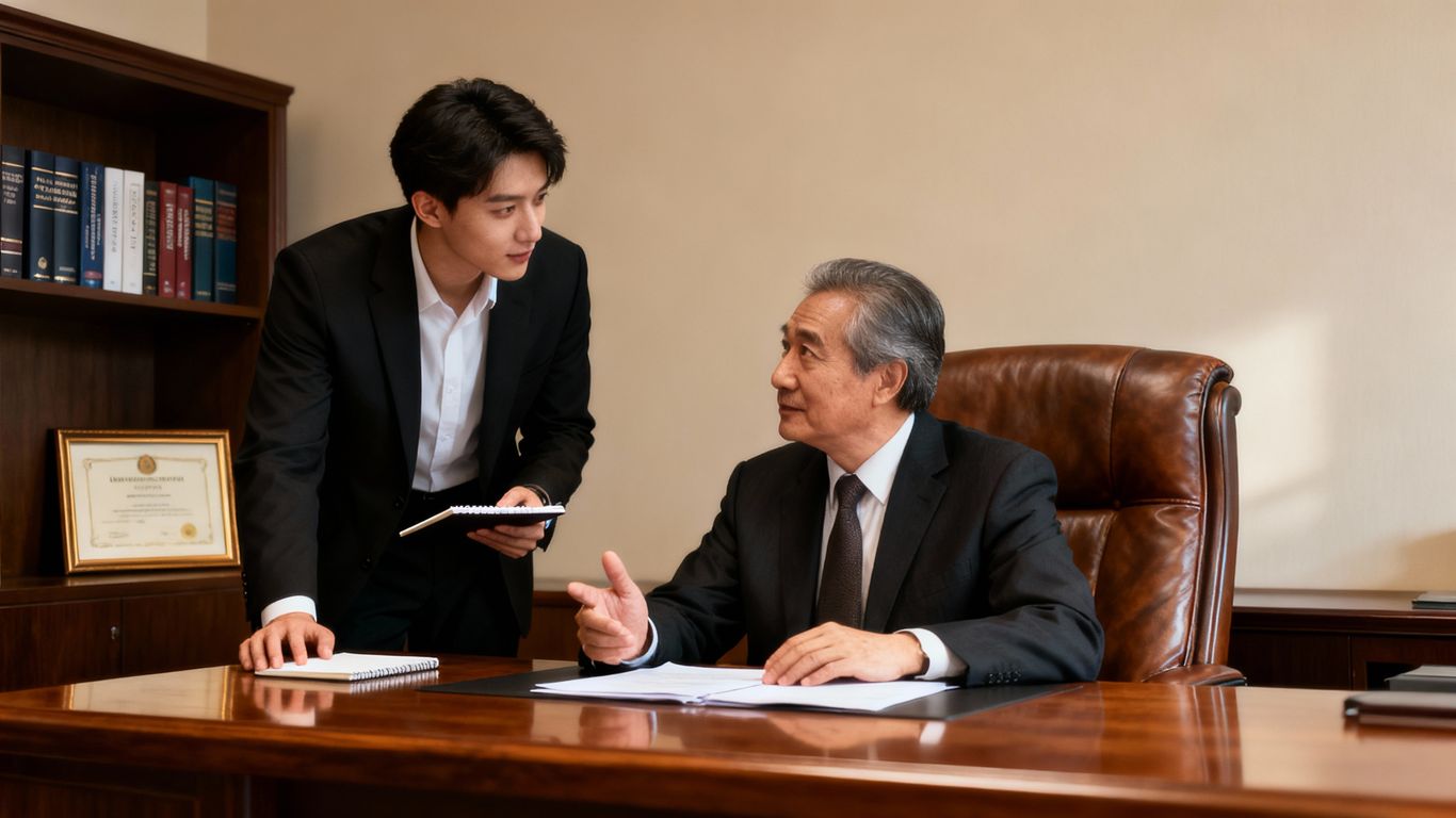 Person seeking guidance from a boss or professor.